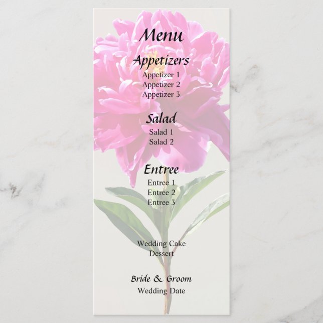 Vivid Pink Peony Menükarte (Vorderseite)