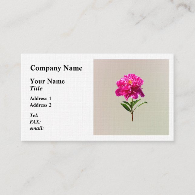 Vivid Pink Peony Visitenkarte (Vorderseite)