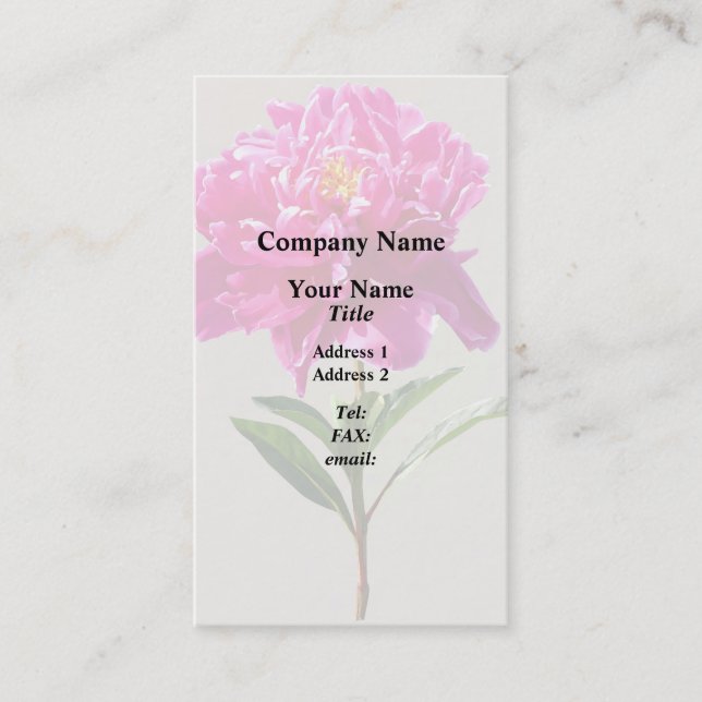 Vivid Pink Peony Visitenkarte (Vorderseite)