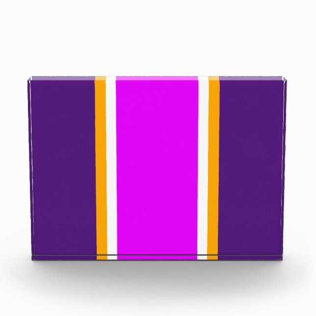 Vivid Pink Royal Lila Racing Streifen Fotoblock (Vorderseite)