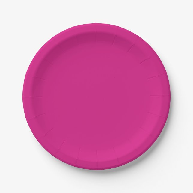 Vivid Pink Solid Color Pappteller (Vorderseite)