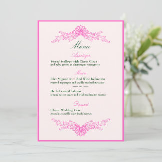 Vivid Pink Y2K Anime Gothic Cat Wedding Menu Einladung