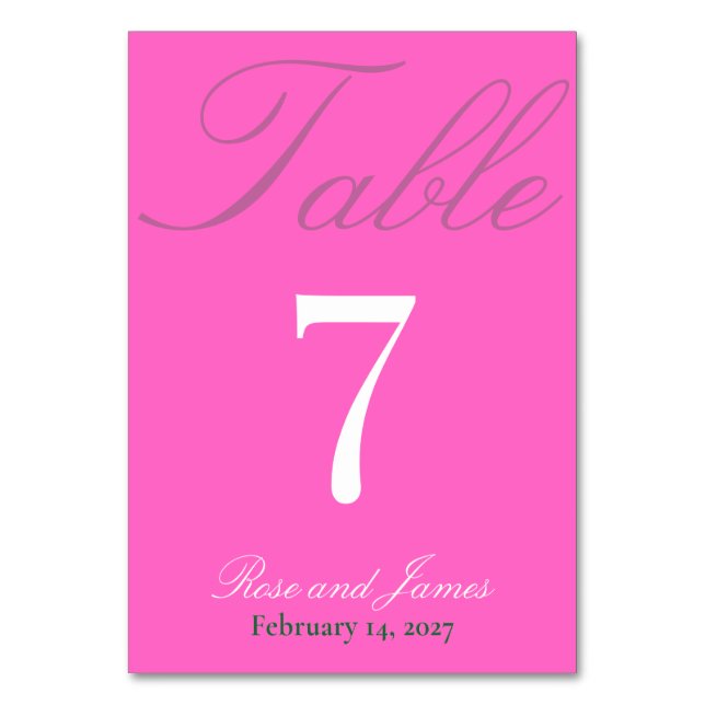 Vivid Pink Y2K Gothic Wedding Tischnummer (Vorderseite)