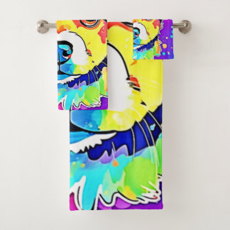 Vivid Puppy Vibes Art Design Badhandtuch Set