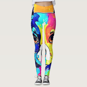 Vivid Puppy Vibes Art Design Leggings