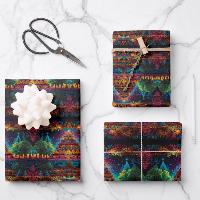 Vivid Pyramid & Tree of Life - Mystical Fusion Wra Geschenkpapier Set (Vorderseite)