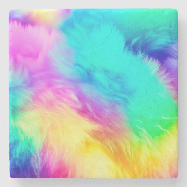 Vivid Rainbow Fluffy Fur Texture-75201 Steinuntersetzer (Vorderseite)