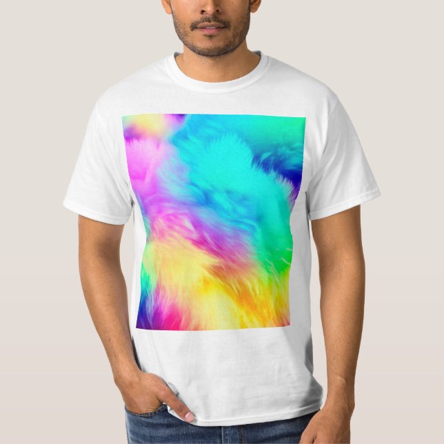 Vivid Rainbow Fluffy Fur Texture-75201 T-Shirt (Vorderseite)