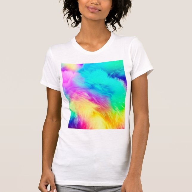 Vivid Rainbow Fluffy Fur Texture-75201 T-Shirt (Vorderseite)