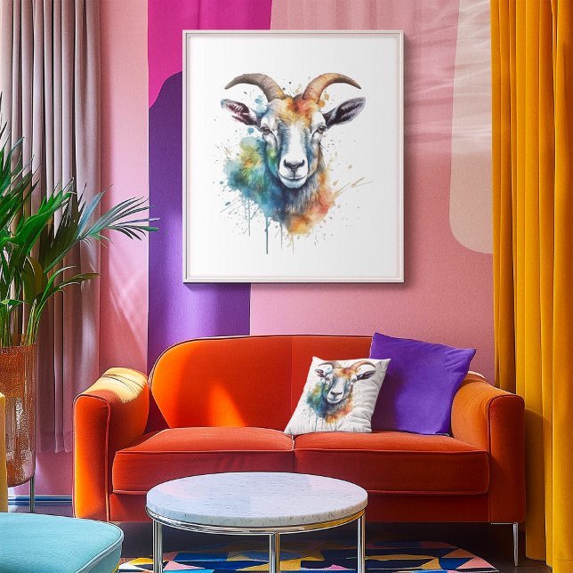 Vivid Rainbow Goat Portrait Poster (Von Creator hochgeladen)