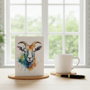 Vivid Rainbow Goat Portrait Postkarte