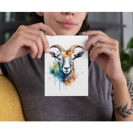 Vivid Rainbow Goat Portrait Postkarte