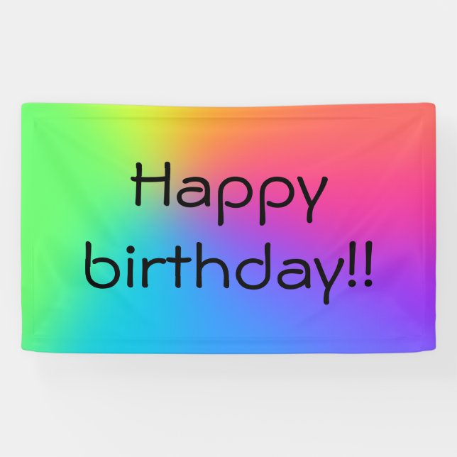 Vivid Rainbow Ombre Geburtstagspartei Banner (Horizontal)