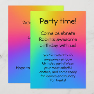 Vivid Rainbow Ombre Geburtstagsparty Einladung