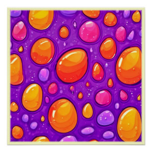 Vivid Raindrop Cartoon Art Poster