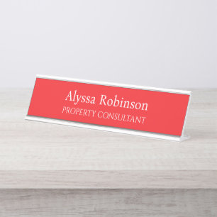 Vivid Red Beruflich Desk Name Plate Schreibtischnamensplakette