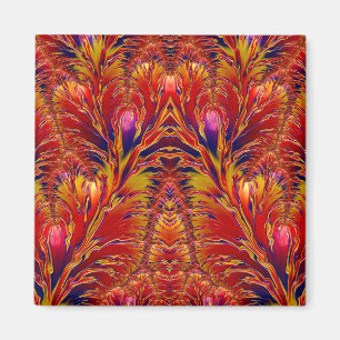 Vivid Red Blue Yellow Fraktal Pattern ~ Magnet