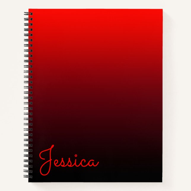Vivid Red Burgundy und Black Ombre Notizbuch (Vorderseite)
