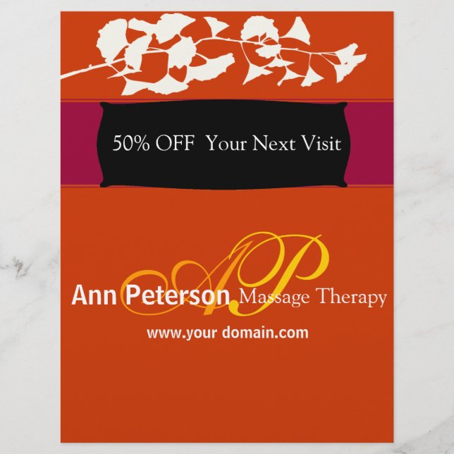 Vivid Red Hübsch Gingko Bold Monogram Flyer (Vorne)