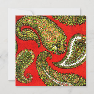 Vivid Red Paisley Wedding Einladung