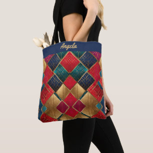 Vivid Red und Gold Textured Geometric Shapes