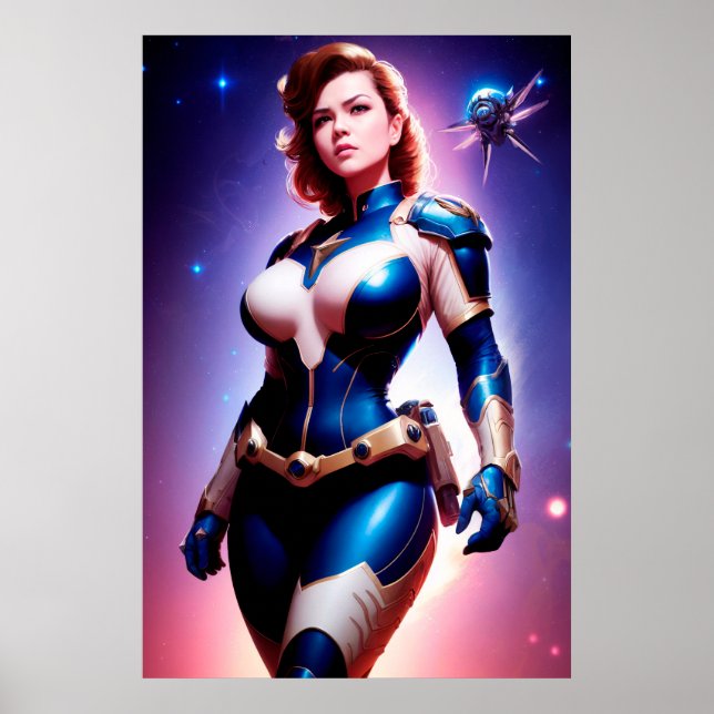 Vivid Retro 50's Female Sci Fi Space Ranger Poster (Vorne)