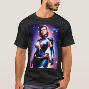 Vivid Retro 50's Female Sci Fi Space Ranger T-Shirt