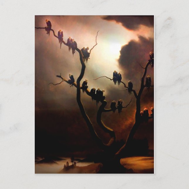 Vivid Retro - Ghosts in a Tree Einladungspostkarte (Vorderseite)