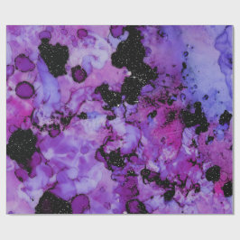 Vivid Schimmernd Schwarz und Lila Tintenflasche Geschenkpapier