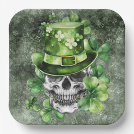 Vivid Skull with Green Hat Illustration Pappteller