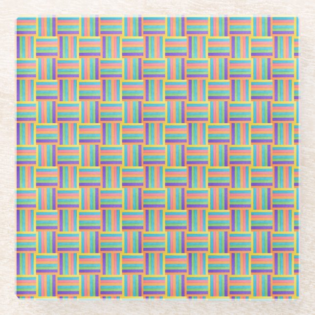 Vivid Spectrum Kariert Glasuntersetzer (Vorderseite)