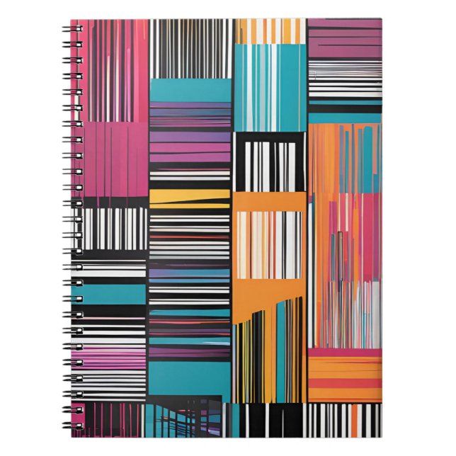 Vivid Stripes: Modernes Abstraktes Notebook Notizblock (Vorderseite)