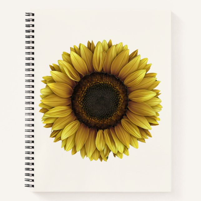 Vivid Sunflower Botanical Art Design Notizbuch (Vorderseite)