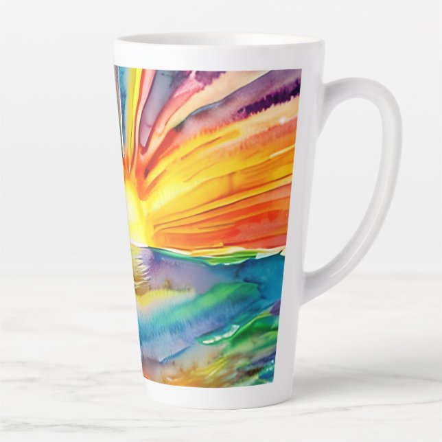Vivid Sunset Illustration Wasser Reflektion Milchtasse (Rechts)