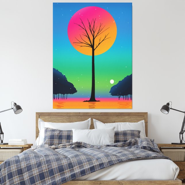 Vivid Tree Unter einem kosmischen Regenbogen Himme Leinwanddruck (Insitu (Schlafzimmer))
