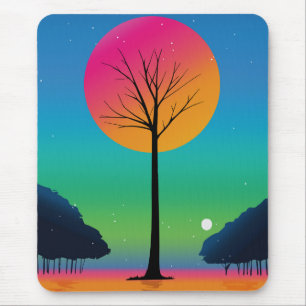 Vivid Tree Unter einem kosmischen Regenbogen Himme Mousepad