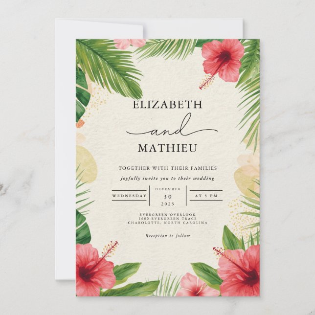 Vivid Tropical Bloom Arch Wedding Einladung (Vorderseite)