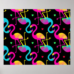 Vivid tropical, exotic hawaiian seamless pattern w poster