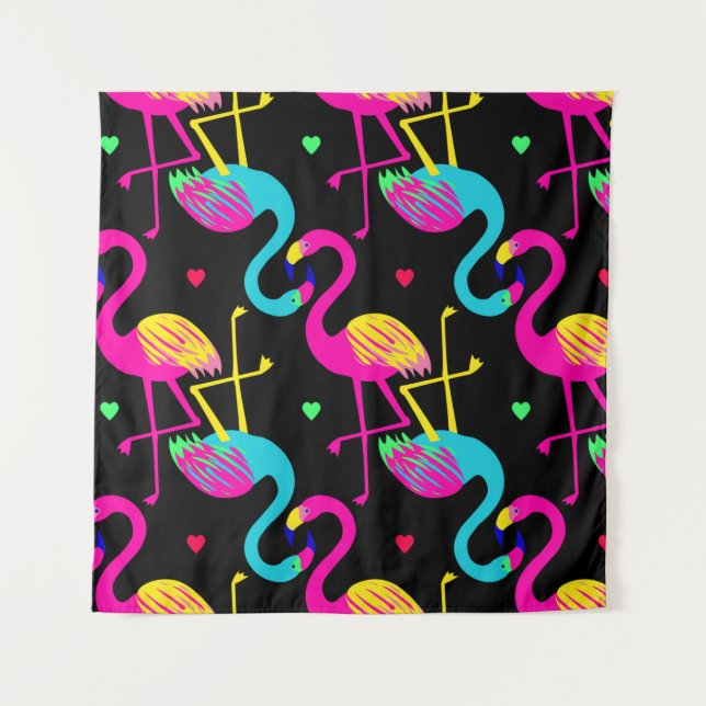 Vivid tropical, exotic hawaiian seamless pattern w wandteppich (Vorderseite)