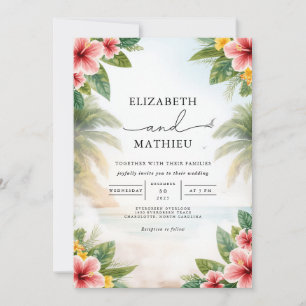 Vivid Tropical Floral Arch Wedding Einladung