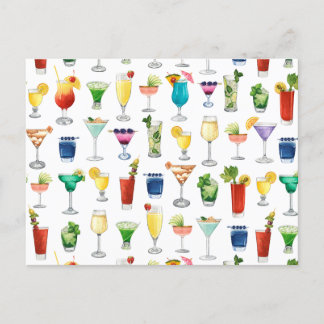 Vivid Watercolor Cocktail Muster Tote Tasche Feiertagspostkarte