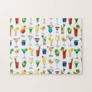 Vivid Watercolor Cocktail Muster Tote Tasche Puzzle
