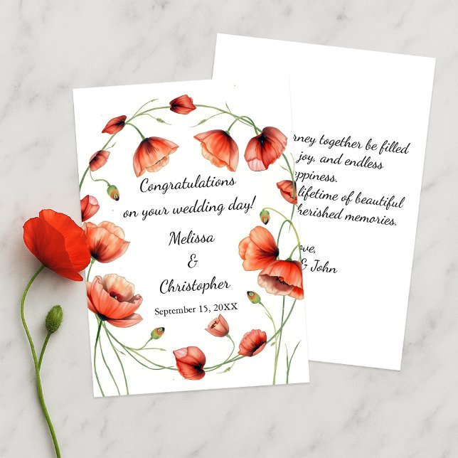 Vivid Watercolor Poppies Hochzeiten Glückwunsch Karte (Von Creator hochgeladen)