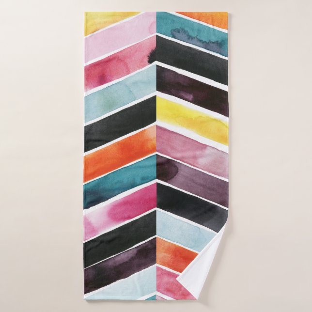 Vivid Watercolor Zickzack I Badhandtuch Set (Badehandtuch)