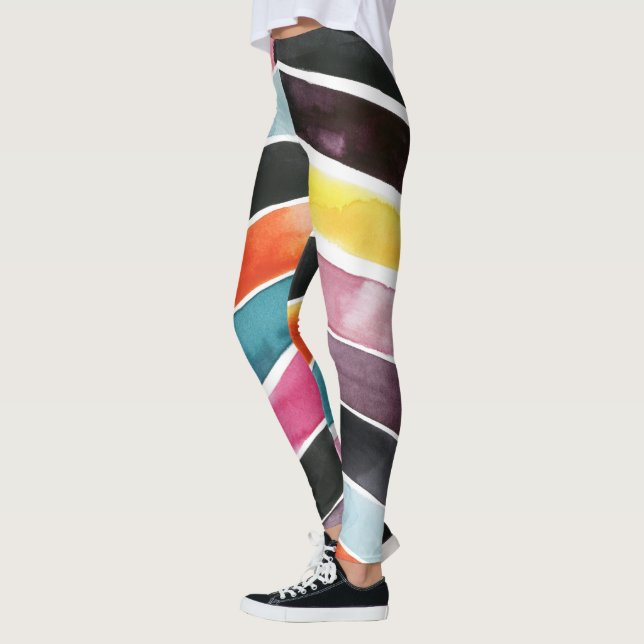 Vivid Watercolor Zickzack I Leggings (Links)
