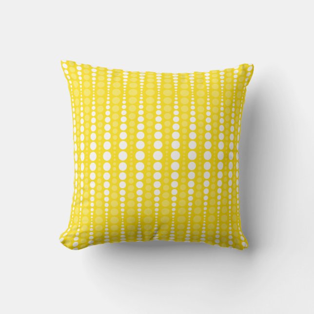 Vivid Yellow and White Polkadots Throw Pillow Kissen (Vorderseite)
