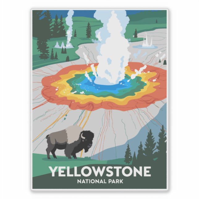 Vivid Yellowstone Nationalpark Aufkleber (Vorderseite)
