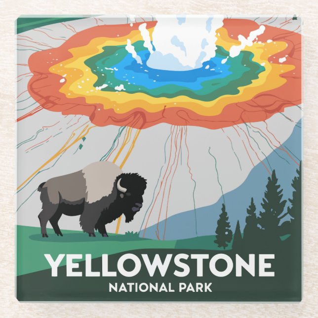 Vivid Yellowstone Nationalpark Glasuntersetzer (Vorderseite)
