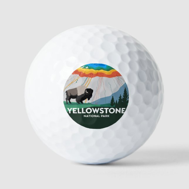 Vivid Yellowstone Nationalpark Golfball (Vorderseite)