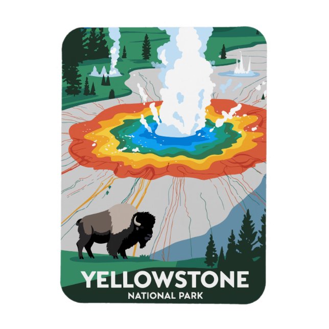 Vivid Yellowstone Nationalpark Magnet (Vertikal)